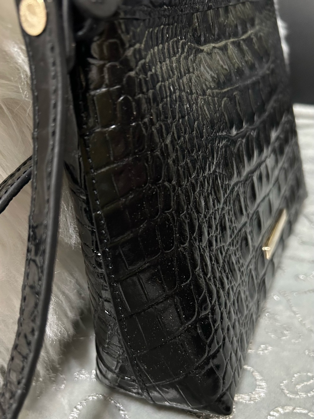 NWT BRAHMIN Small Melbourne Lorelei, Small Croc Shoulder Bag with Gold Hardware - Picture 8 of 11
